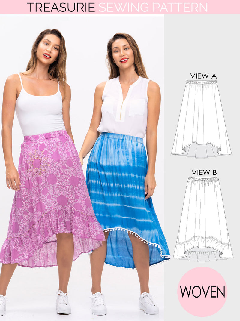 Asymetrical Women's Skirt Pattern (W38-L)